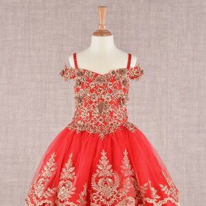 NEW SLEEVELESS EMBROIDERED SEQUINS BALL GOWN WITH LACE UP BACK FOR KIDS GL GK101